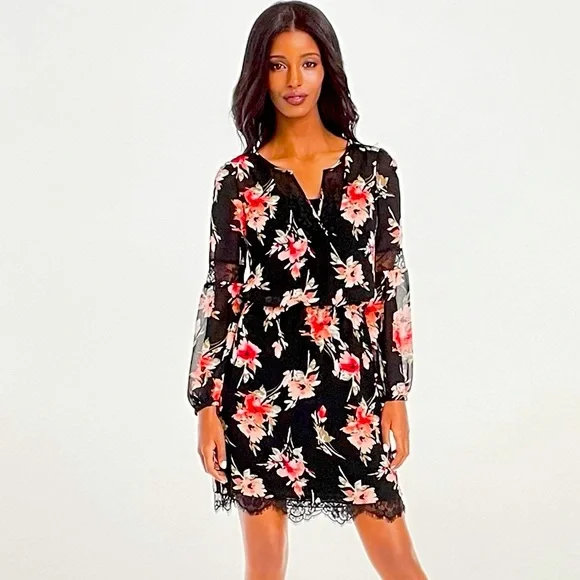 NWT WHBM Romantic Floral Print Dress.. Size 0 - Picture 1 of 15